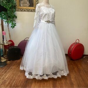 Nwt wedding dress formal with a goth retro western vibe side corset ties belt XL
